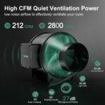 4 Inch Inline Duct Fan, 212 CFM Quiet EC Motor Ventilation Exhaust Fan for Grow Tent, Hydroponics and Indoor Gardening - Imagen 3