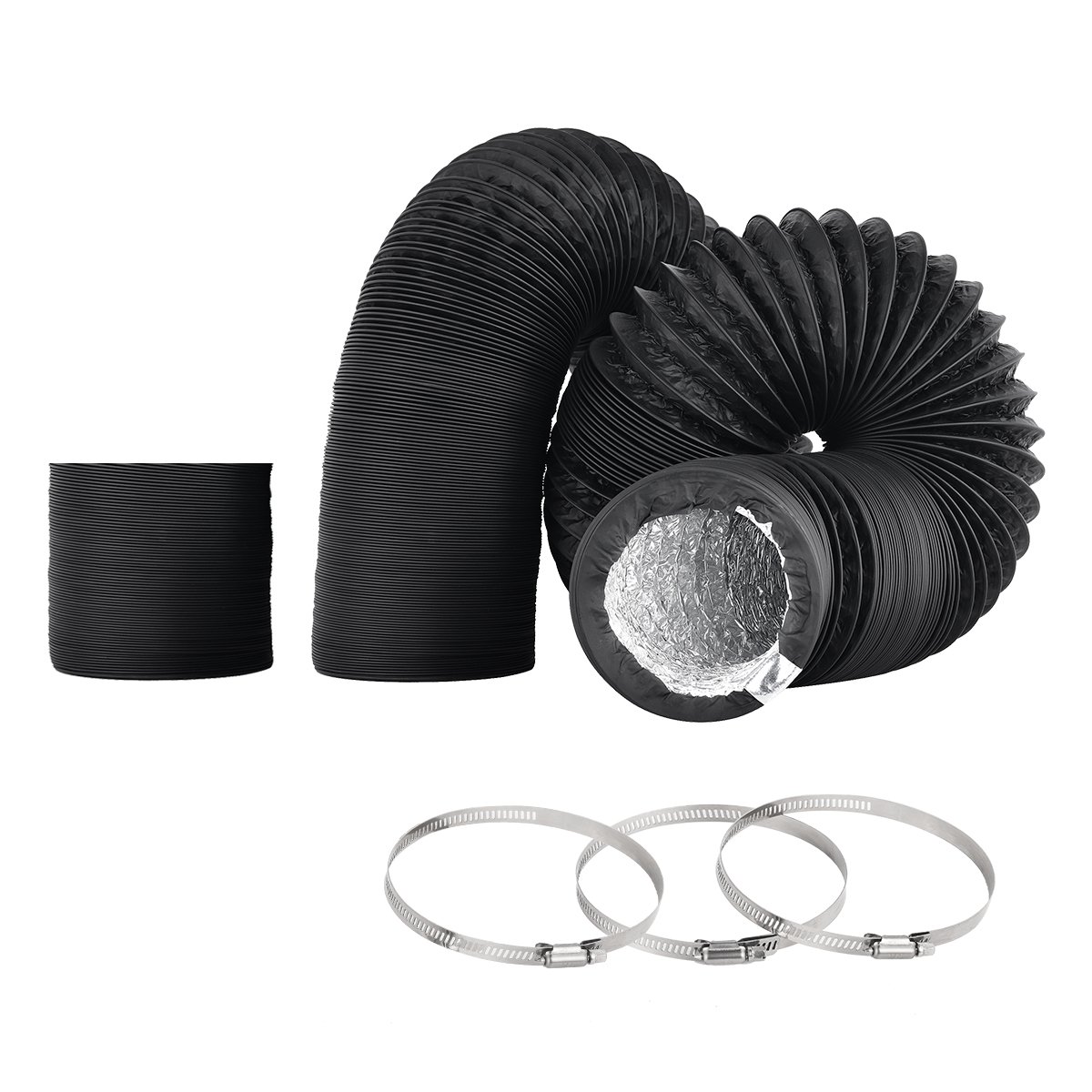 4/6inch flexible aluminum duct, heavy-duty 4-layer protection, 25 feet long, suitable for heating, cooling, ventilation and exhaust scenarios