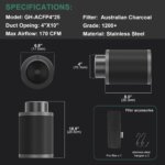 4*10Inch Hydroponic Air Carbon Filter Australian Charcoal Odor Scrubber Reversible Flange Included - Image 6