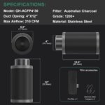 4*12Inch Hydroponic Air Carbon Filter Australian Charcoal Odor Scrubber Reversible Flange Included - Image 6