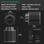 6*10Inch Hydroponic Air Carbon Filter Australian Charcoal Odor Scrubber Reversible Flange Included - Image 6