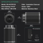 6*12Inch Hydroponic Air Carbon Filter Australian Charcoal Odor Scrubber Reversible Flange Included - Image 6